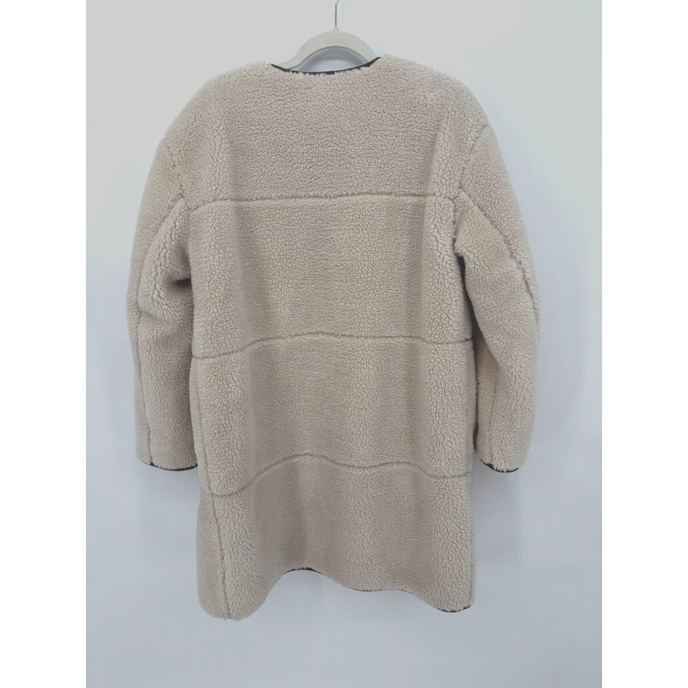 Gap Green and Beach Pebble Beige Mixed-Media Sherpa Jacket NWT - Picture 2 of 7